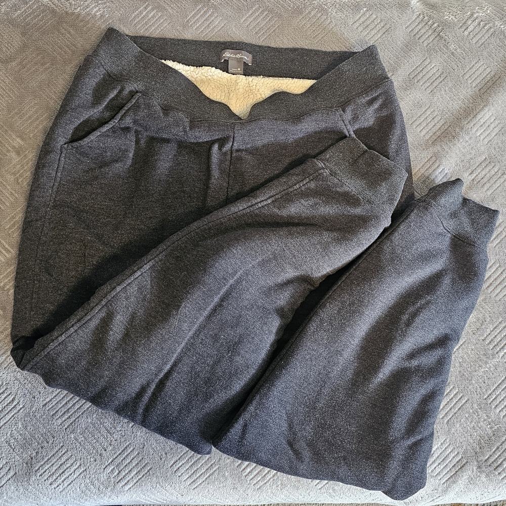 Eddie Bauer Womens Charcoal Gray Sherpa-Lined Pants Size Medium